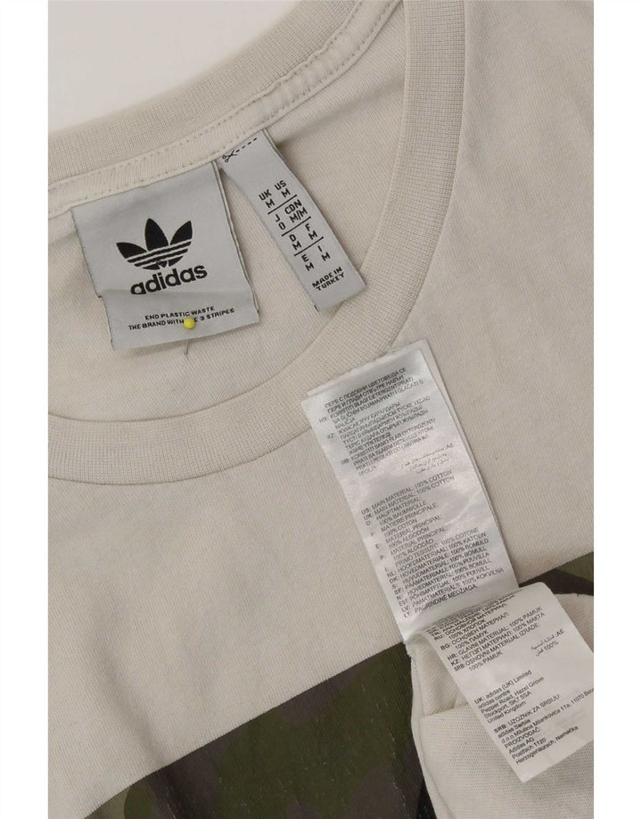Adidas Herre grafisk T-shirt Top Medium White Camouflage Bomuld