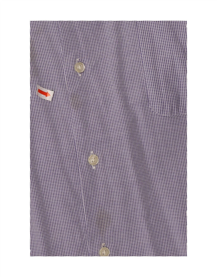 DOCKERS Mens Fitted Shirt Size 17 17 1/2 XL Blue Houndstooth Cotton Vintage Dockers and Second-Hand Dockers from Messina Hembry 