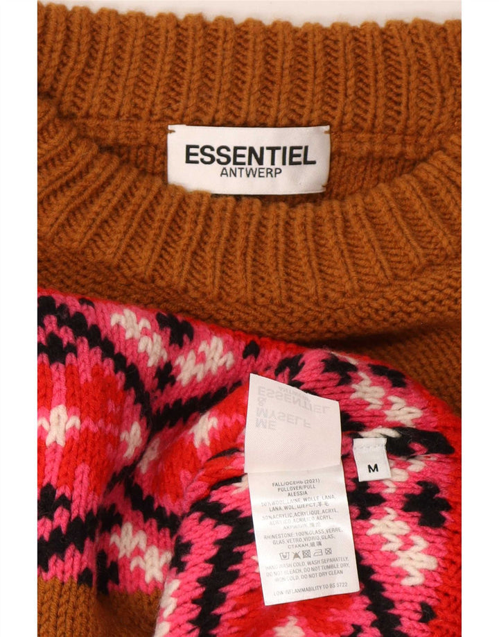 Essentiel Dame sweater med rund hals DK 14 Mellem brun stribet