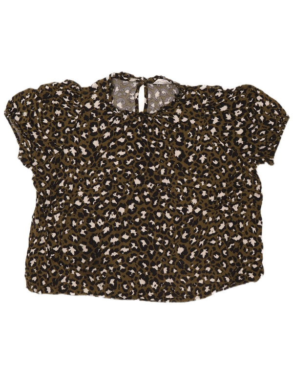 Marks & Spencer Damebluse Top UK 22 3XL Khaki Animal Print Viscose