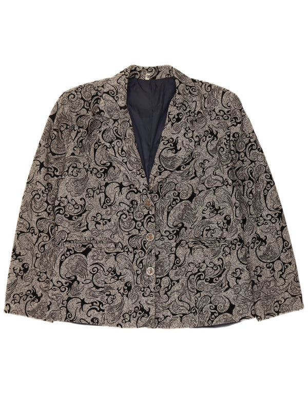 Vintage Womens 3 Button Blazer Jacket IT 48 XL Grey Paisley