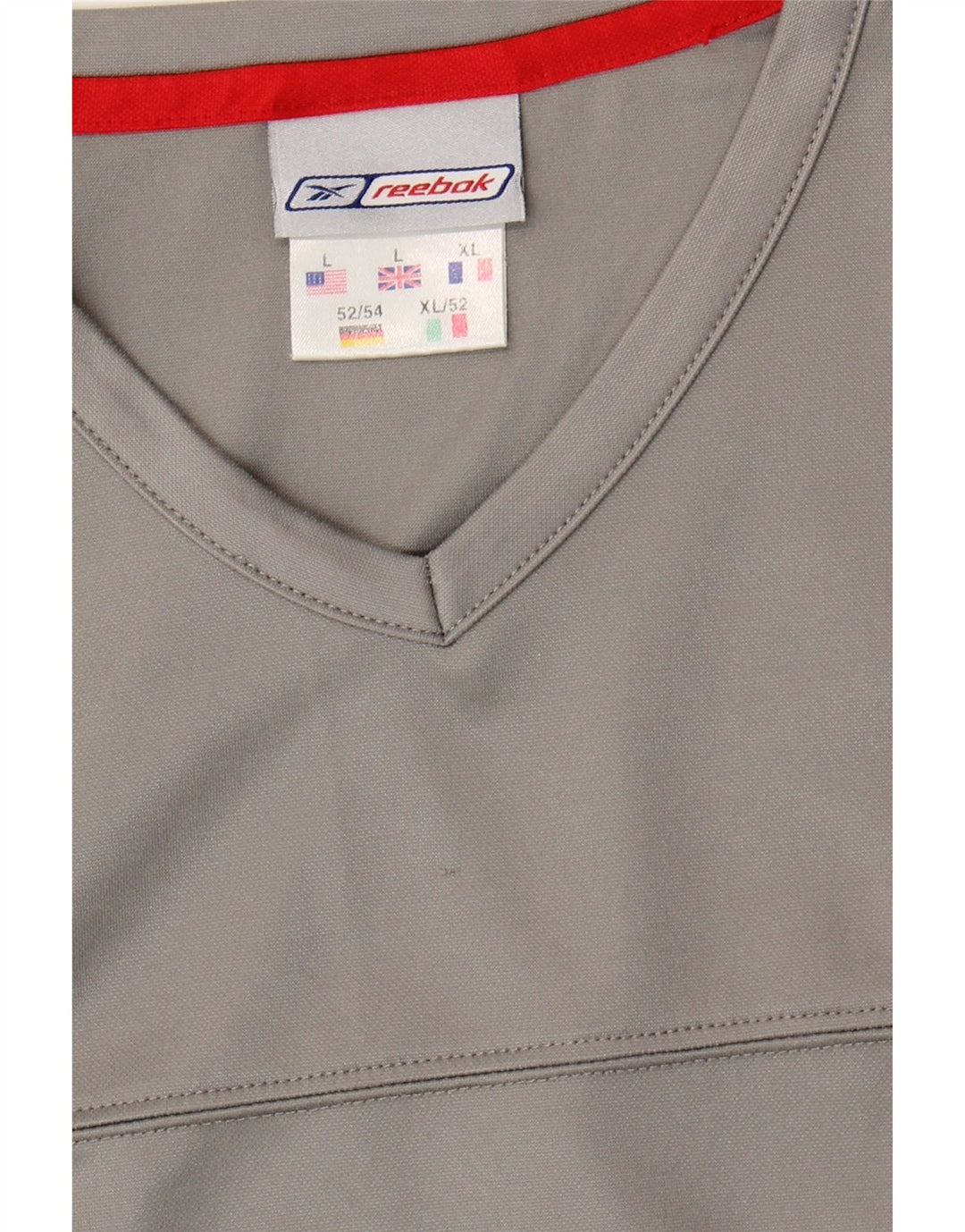 REEBOK Mens T-Shirt Top Large Grey Check Polyester Vintage Reebok and Second-Hand Reebok from Messina Hembry 