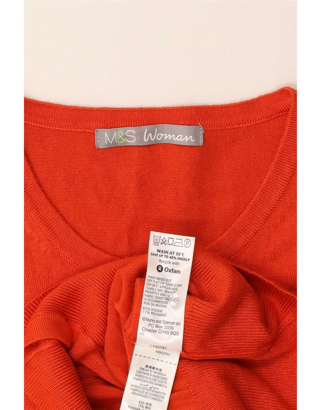 Marks & Spencer dame cardigan sweater UK 14 Medium Orange Viscose