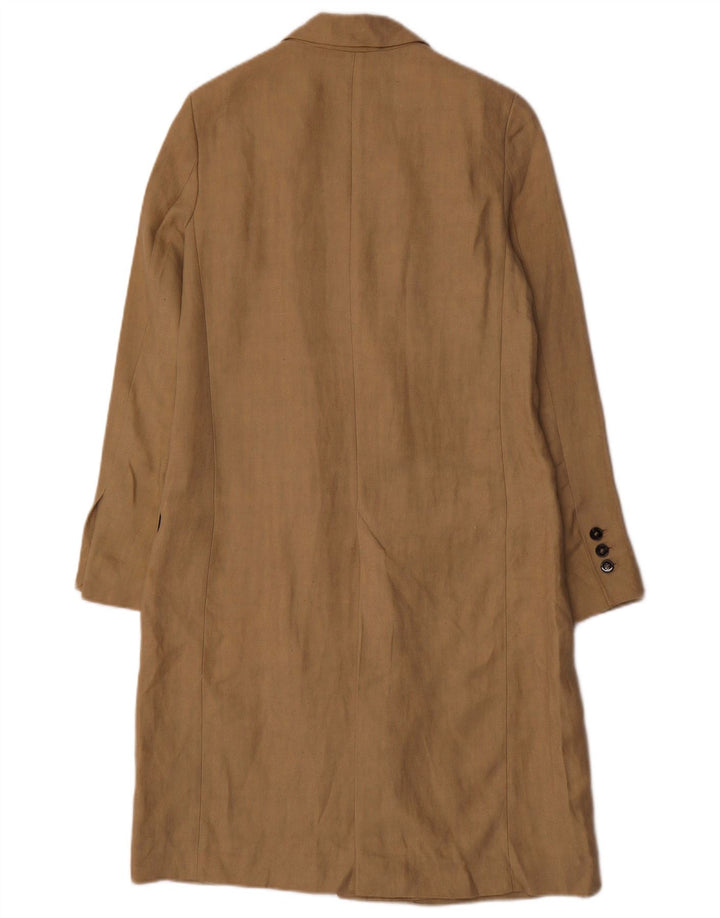 ZARA Dame Oversized Dobbeltradet Frakke UK 6 XS Beige Linen