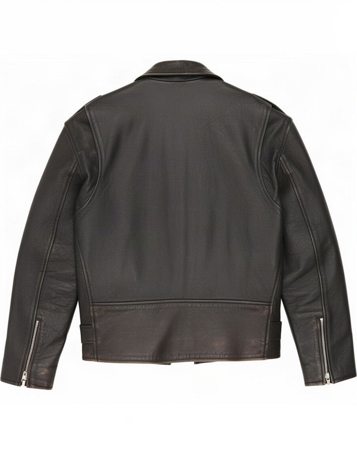 Vintage Herre Læder Biker Jacket UK 38 Medium Sort