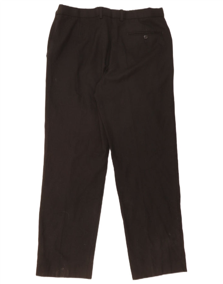 MARKS & SPENCER Herre Regular Fit Suit Bukser W34 L31 Sort Uld