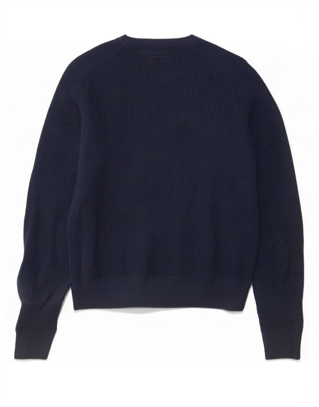 Fedt ansigt herre rund hals sweater lille marineblå bomuld