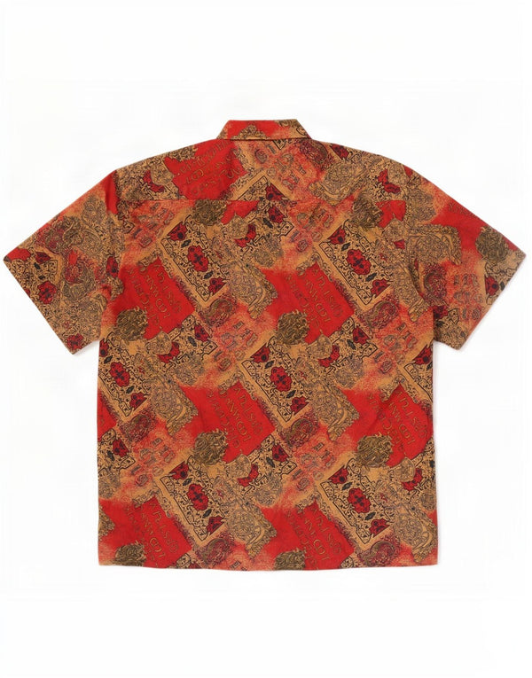 Vintage Herre grafisk kortærmet skjorte 2XL flerfarvet Paisley Silk
