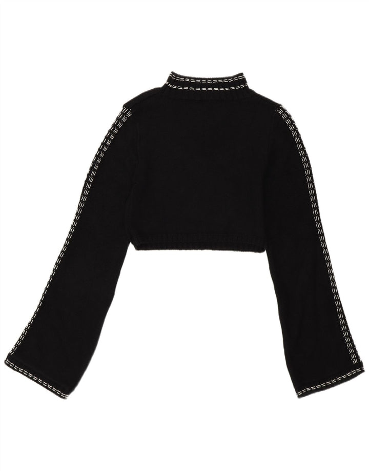 Zara Womens Crop Turtle Neck Jumper Sweater UK 12 Medium Black Bomuld