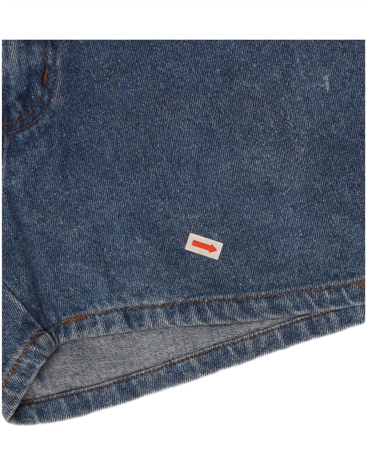 VINTAGE Womens High Waist Denim Shorts W32 Medium Blue Cotton