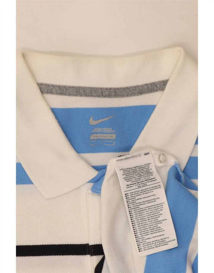 Nike Poloshirt til mænd, stor hvid stribet bomuld