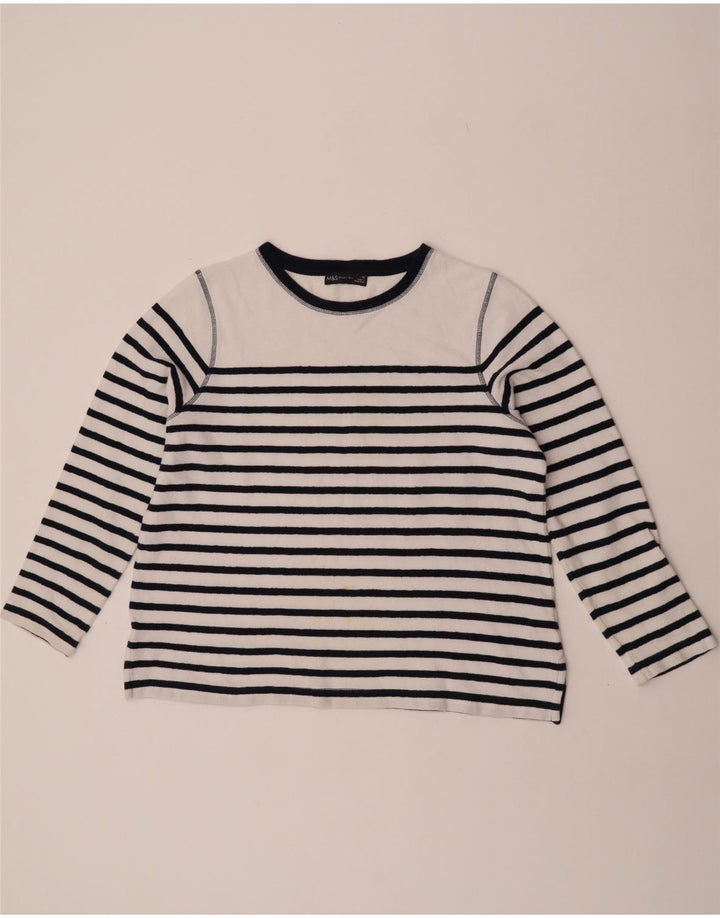 Marks & Spencer Dame sweater med rund hals DK 14 Stor hvid stribet