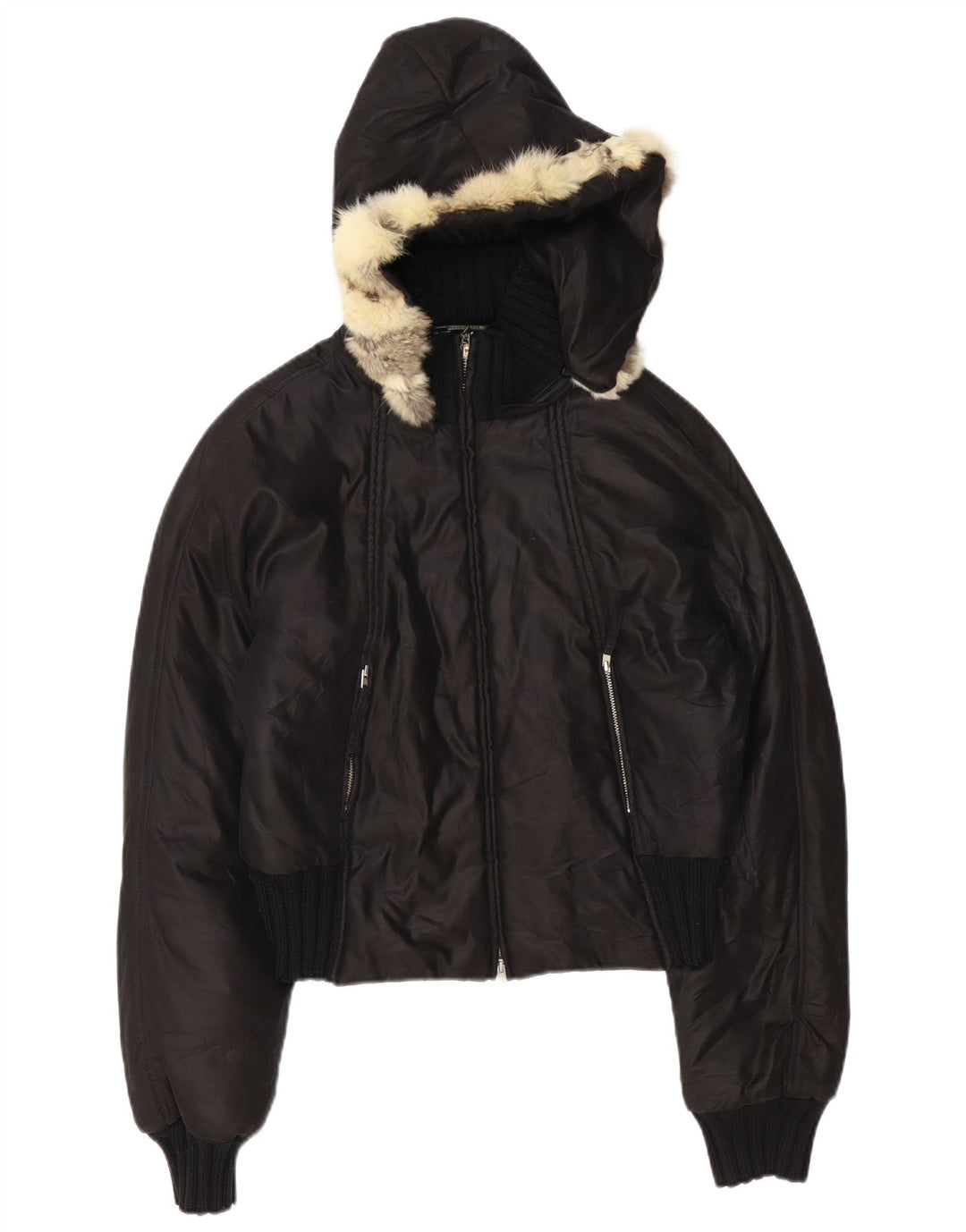 TRUSSARDI JEANS, polstret hættejakke til kvinder IT 44 Medium Sort polyamid