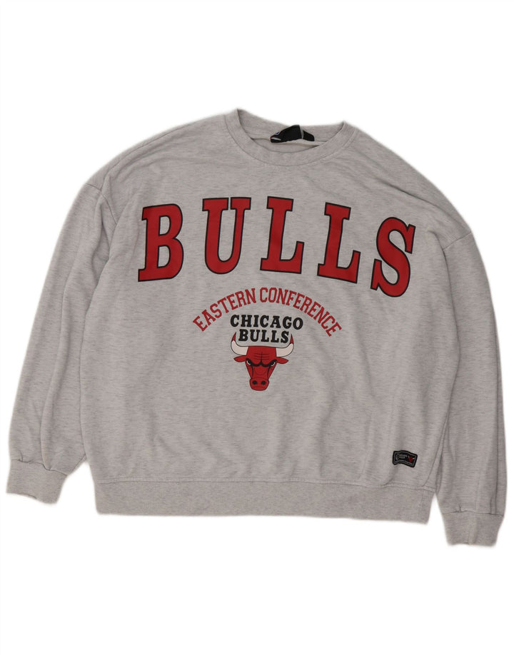 NBA Dame Chicago Bulls Grafisk Sweatshirt Jumper UK 12/14 Medium Grey