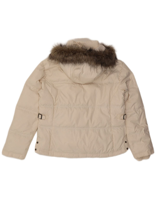 COLUMBIA Polstret hættejakke til kvinder UK 18 XL Hvid polyester