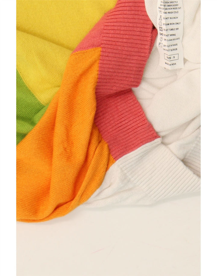 BENETTON Womens Boat Neck Jumper Sweater UK 8 Small Multicoloured Vintage Benetton and Second-Hand Benetton from Messina Hembry 