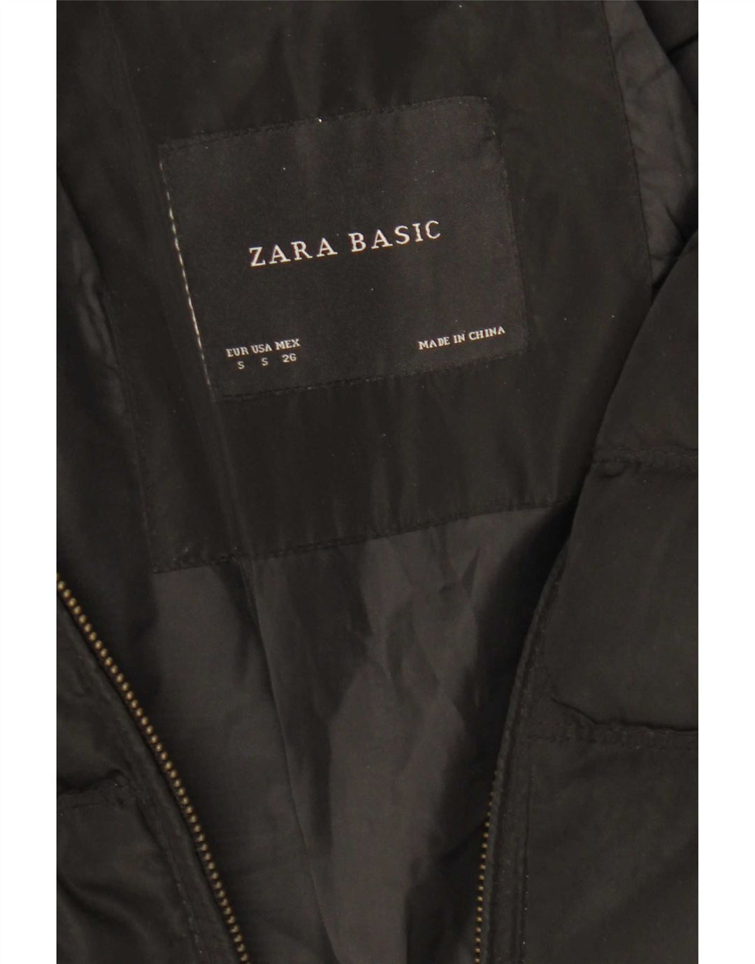 Zara Womens Polstret Frakke UK 10 Small Black Polyester