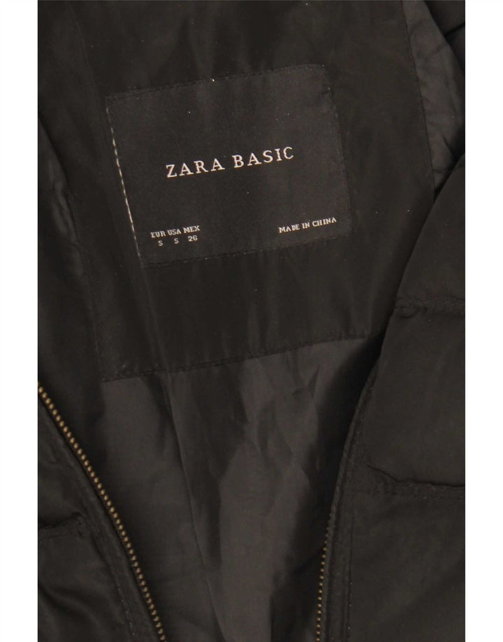 Zara Womens Polstret Frakke UK 10 Small Black Polyester