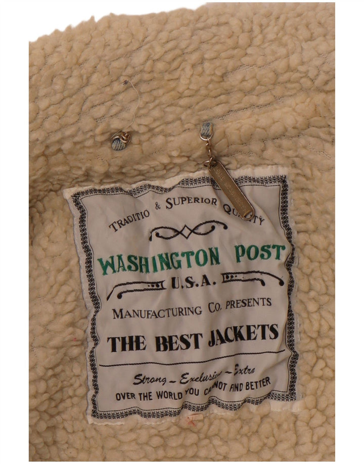 VINTAGE Herre Denim Sherpa Jacket UK 40 Large Blue Cotton