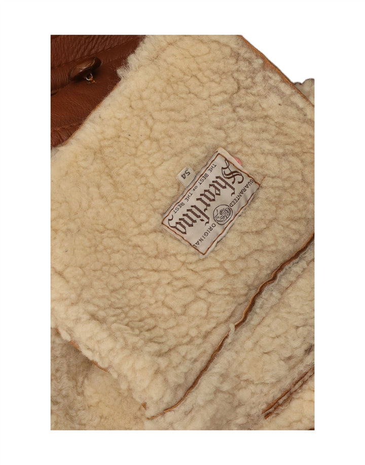 Vintage Herre Double Breasted Shearling Jacket IT 54 2XL Brun