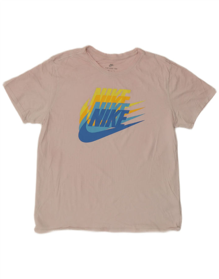 NIKE Herre Athletic Cut Grafisk T-Shirt Top XL Pink Bomuld