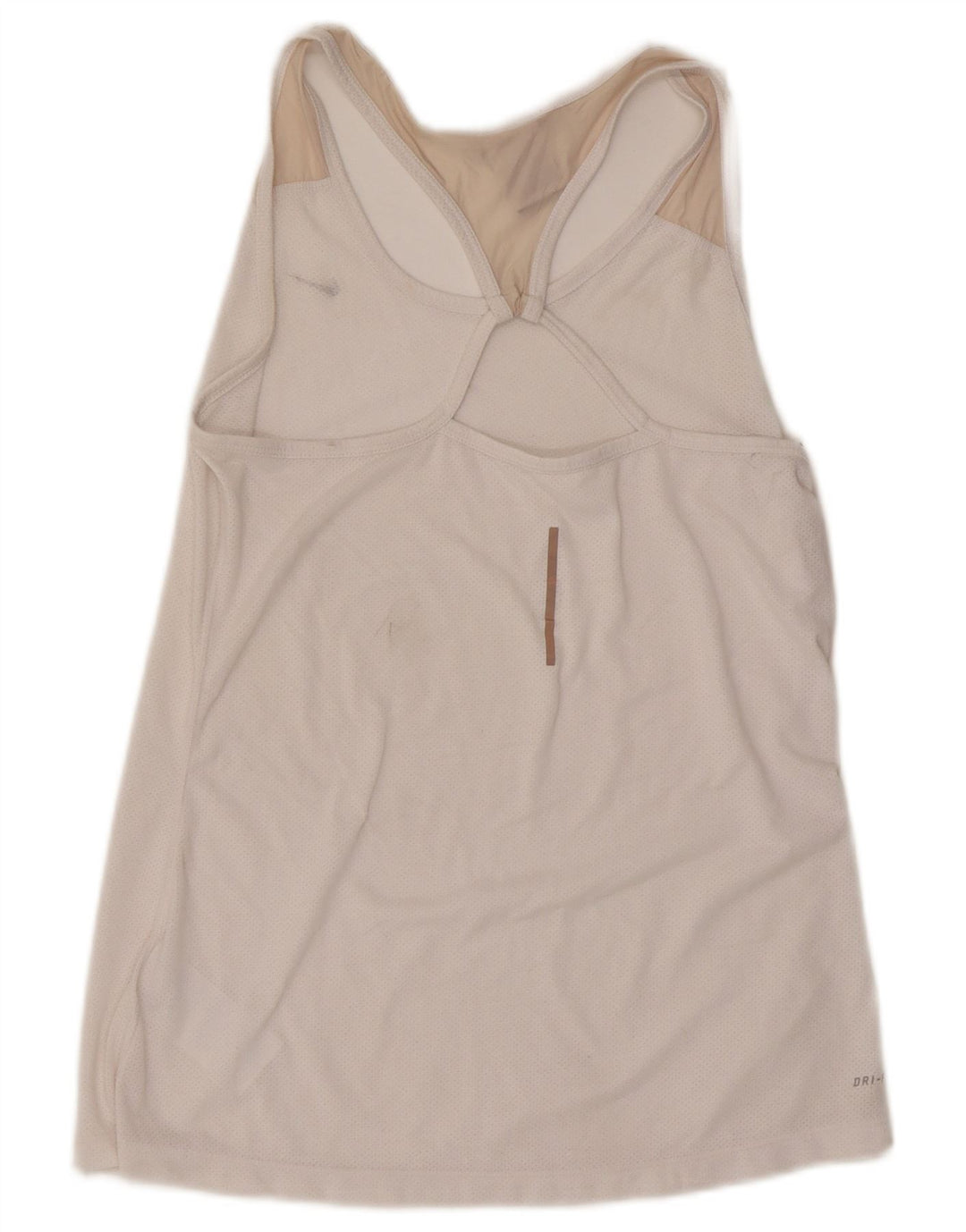 Nike Dame Dri Fit Vest Top UK 14 Large Off White Polyester