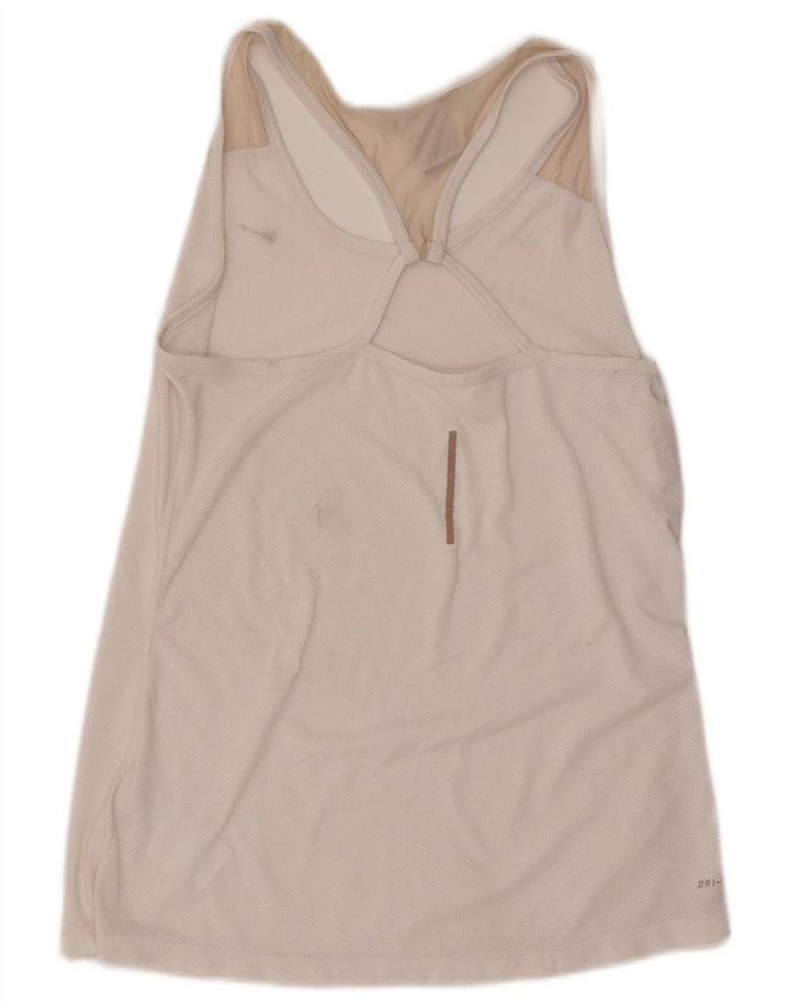 Nike Dame Dri Fit Vest Top UK 14 Large Off White Polyester