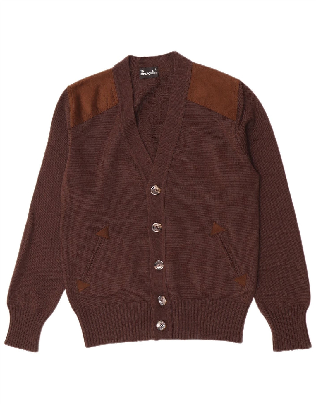 Masculin Herre Cardigan Sweater Lille Brun Ny Uld