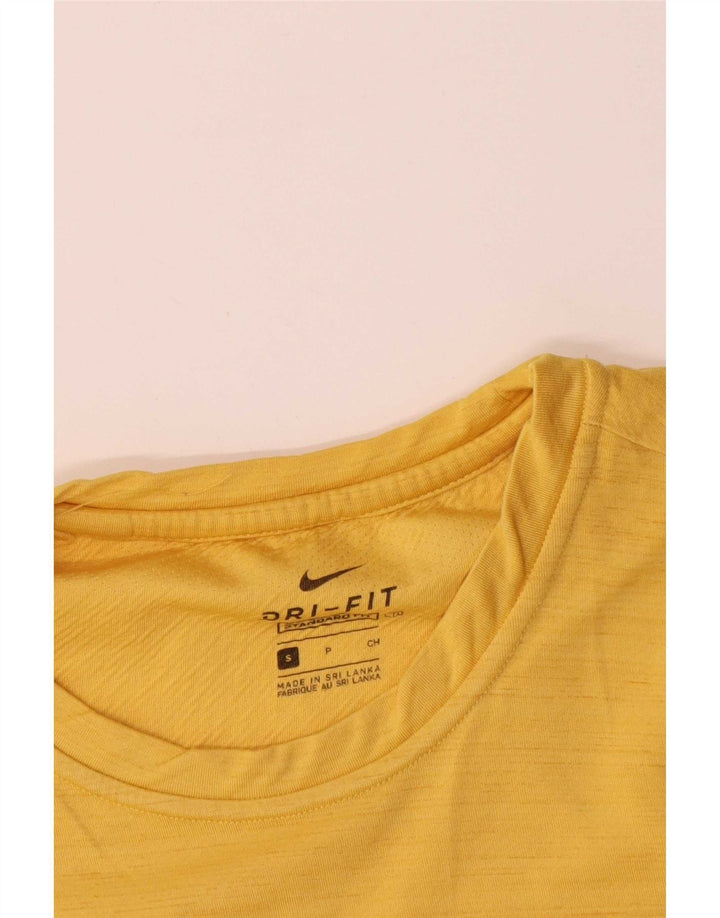 Nike Herre Dri Fit Standard T-Shirt Top Lille Gul Polyester