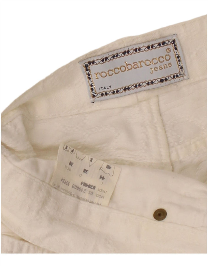 ROCCOBAROCCO Womens Slim Casual Trousers IT 44 Medium W28 L31 White Cotton