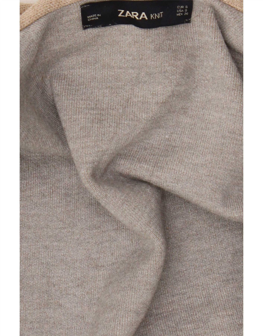 Zara Dame Asymmetrisk Åben Cardigan Sweater UK 10 Small Beige