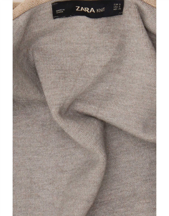 Zara Dame Asymmetrisk Åben Cardigan Sweater UK 10 Small Beige