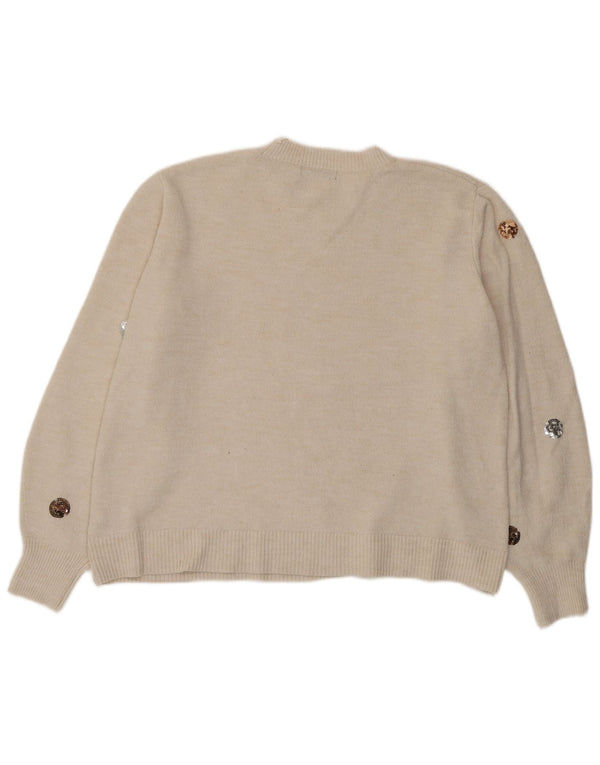 Marks & Spencer Dame sweater med rund hals DK 18 XL Off White Plettet