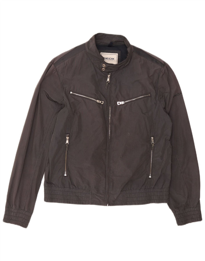 Geox Herre Respira Bomber Jacket UK 40 Large Grey Pinstripe Polyester
