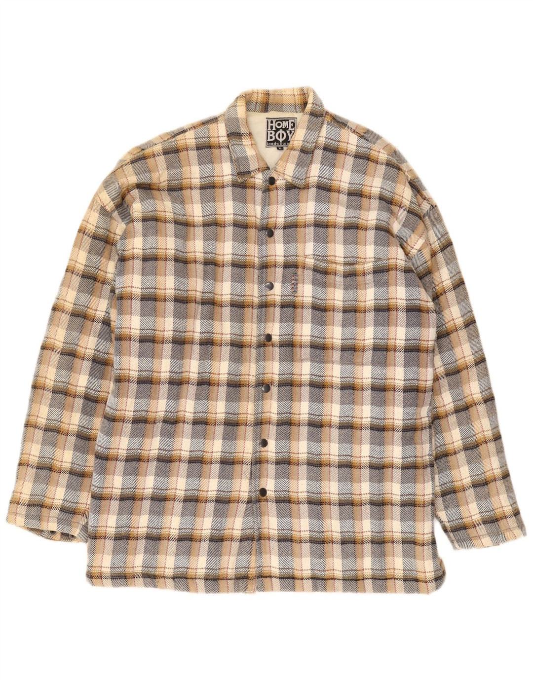 Home Boy Herre grafisk bomberjakke UK 42 XL Flerfarvet ternet bomuld