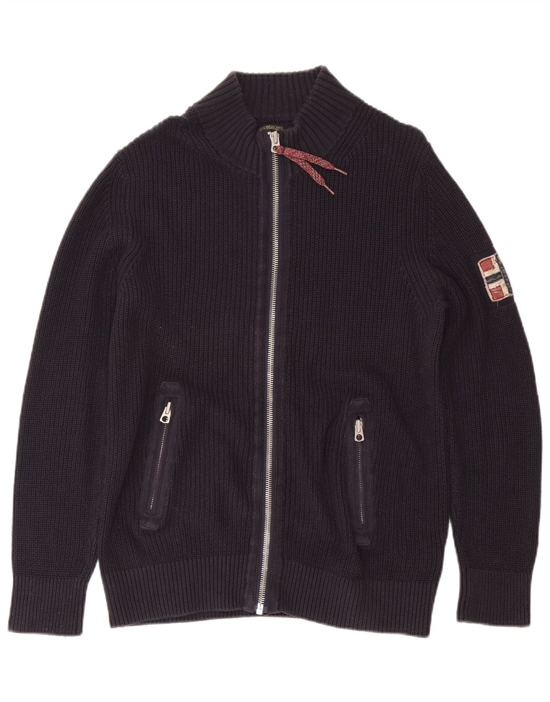 NAPAPIJRI Herre Geographic Cardigan Sweater Stor Marineblå Bomuld