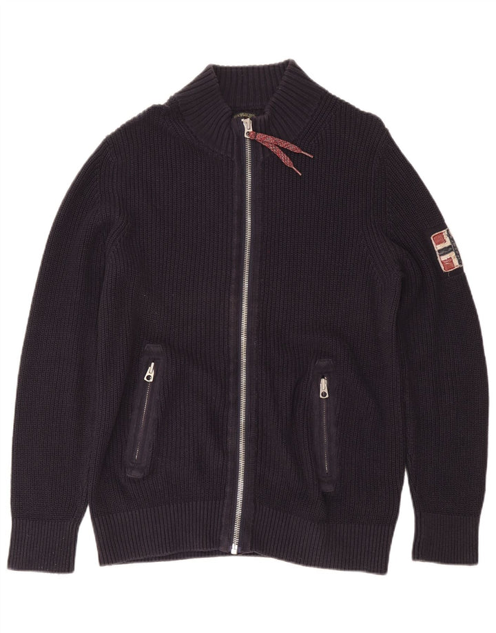 NAPAPIJRI Herre Geographic Cardigan Sweater Stor Marineblå Bomuld