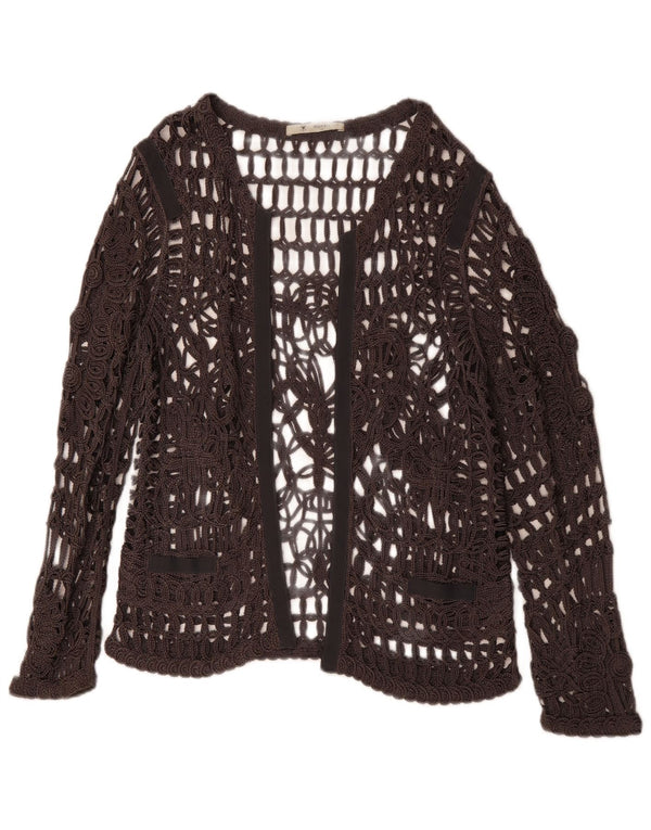 MONARI Langærmet hæklet gennemsigtig top UK 14 Large Grey