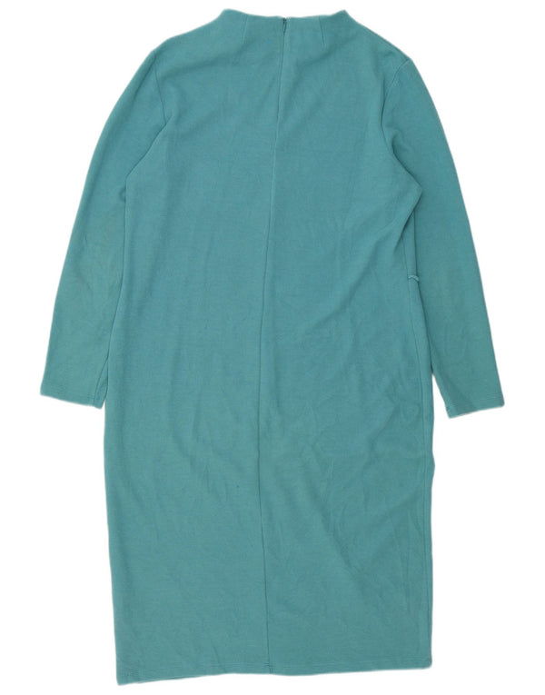Marks & Spencer Dame Langærmet Shift Dress UK 16 Large Green Cotton