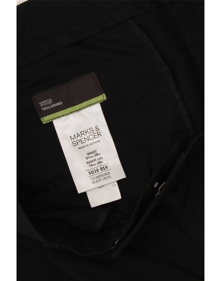 Marks & Spencer Straight Suit bukser til mænd W36 L29 sort polyester