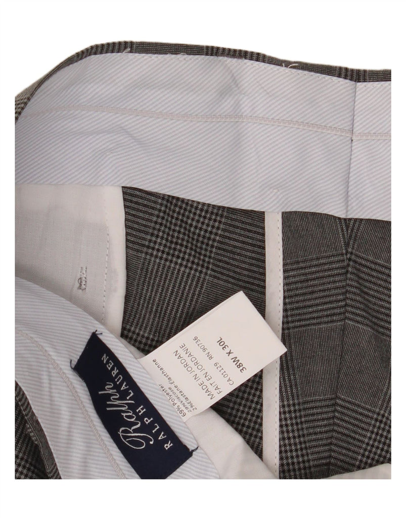 RALPH LAUREN Mens Slim Suit Trousers  W38 L30 Grey Check Polyester Vintage Ralph Lauren and Second-Hand Ralph Lauren from Messina Hembry 