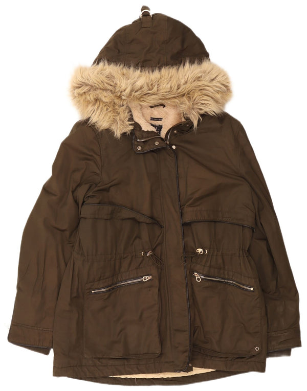Zara Dame Trafaluc Parkajakke med hætte UK 18 XL Khaki