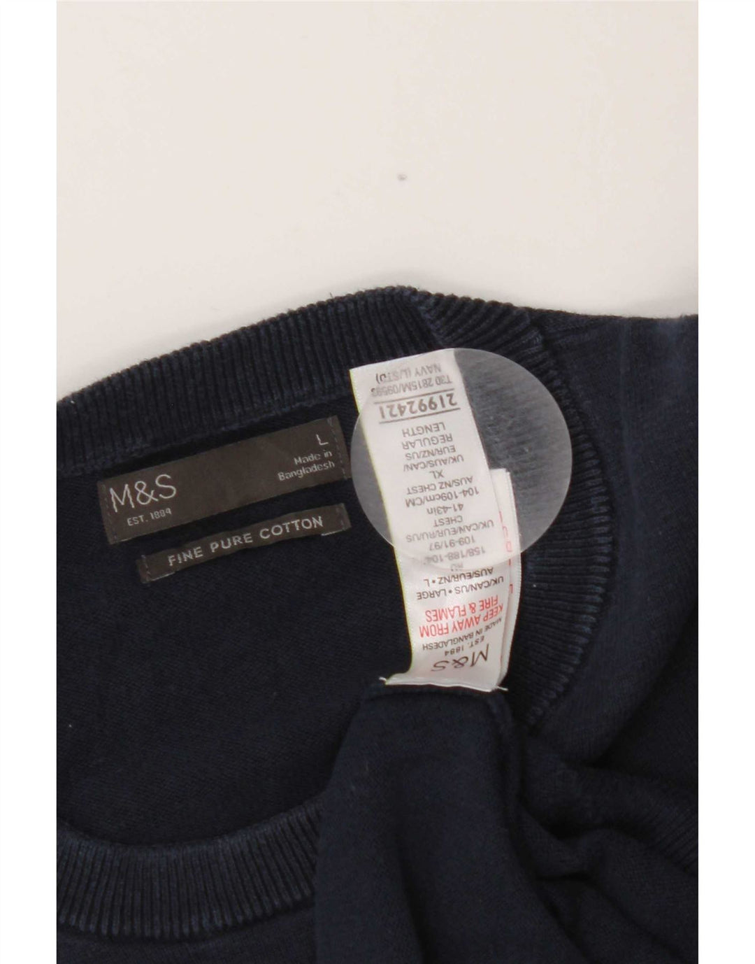 Marks & Spencer Herre sweater med rund hals, stor marineblå bomuld