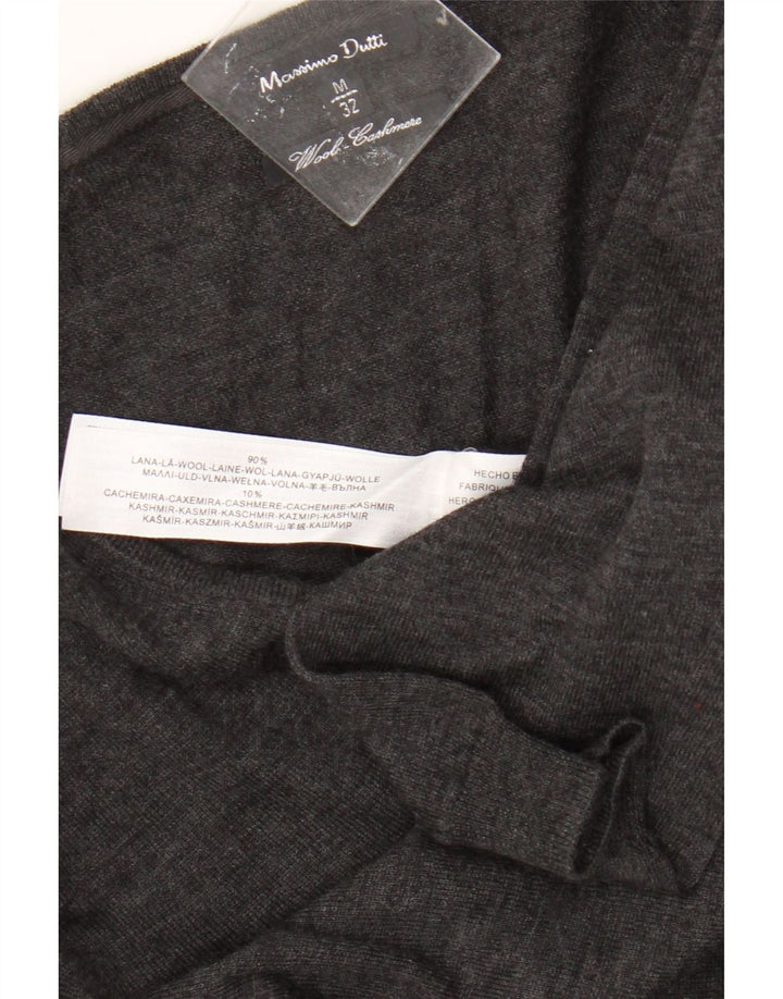 Massimo Dutti Dame V-hals sweater UK 12 Medium Grå Uld