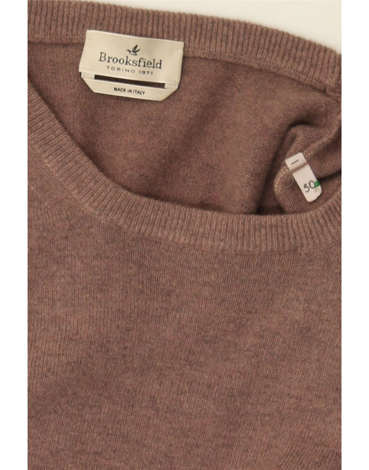 BROOKSFIELD Mens Crew Neck Jumper Sweater IT 50 Medium Brown Polyamide Vintage Brooksfield and Second-Hand Brooksfield from Messina Hembry 