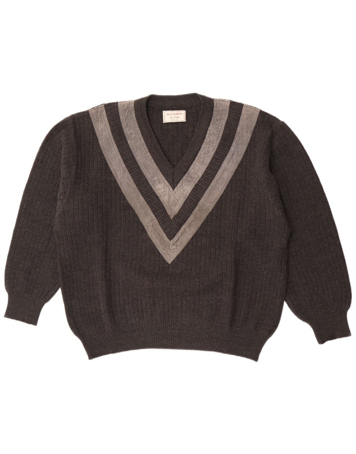 Malagrida Herre V-hals sweater XL Gråstribet