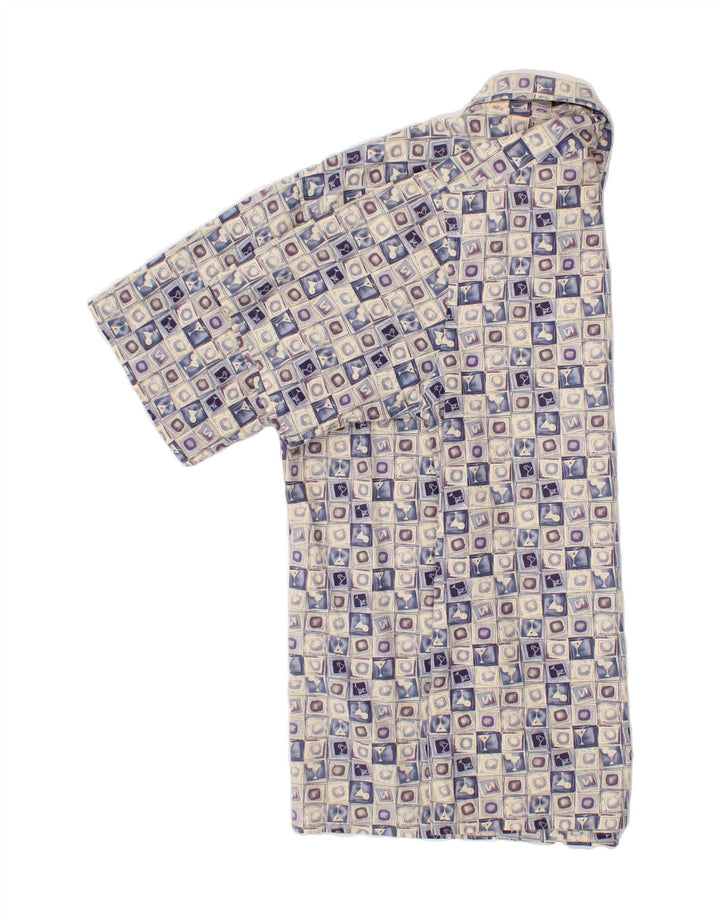 VINTAGE Mens Abstract Pattern Short Sleeve Shirt Medium Grey Cotton Vintage Vintage and Second-Hand Vintage from Messina Hembry 