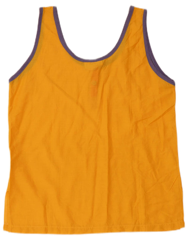 Vintage Womens Crop Ærmeløs bluse Top UK 12 Medium Orange Bomuld