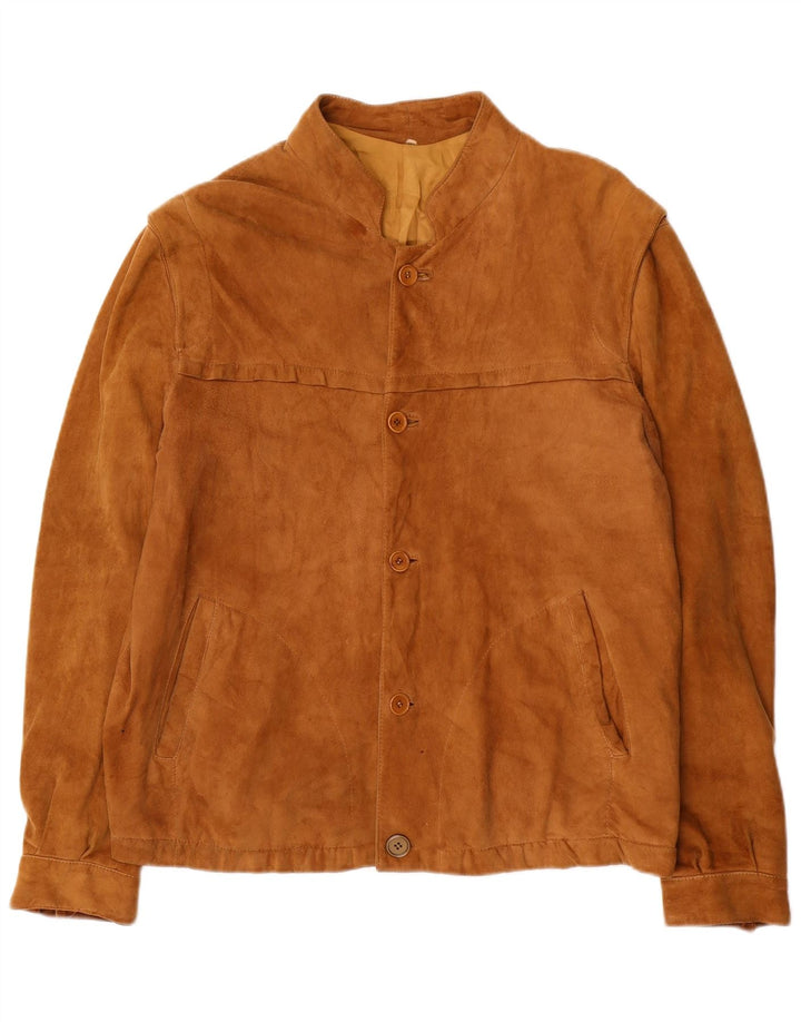 VINTAGE Herre ruskindsjakke IT 50 Stor brunt læder
