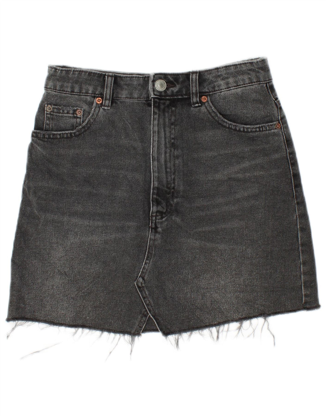 Zara Dame Mini Denim Nederdel Lille W26 Sort Bomuld